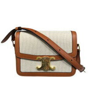 Celine Teen Triomphe Shoulder Bag Tan Canvas Calfskin